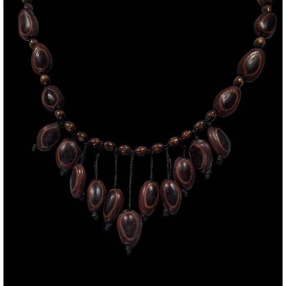 Bohemian Elephant Ear Seed Beaded Cascade Necklace - Picture 4 of 6